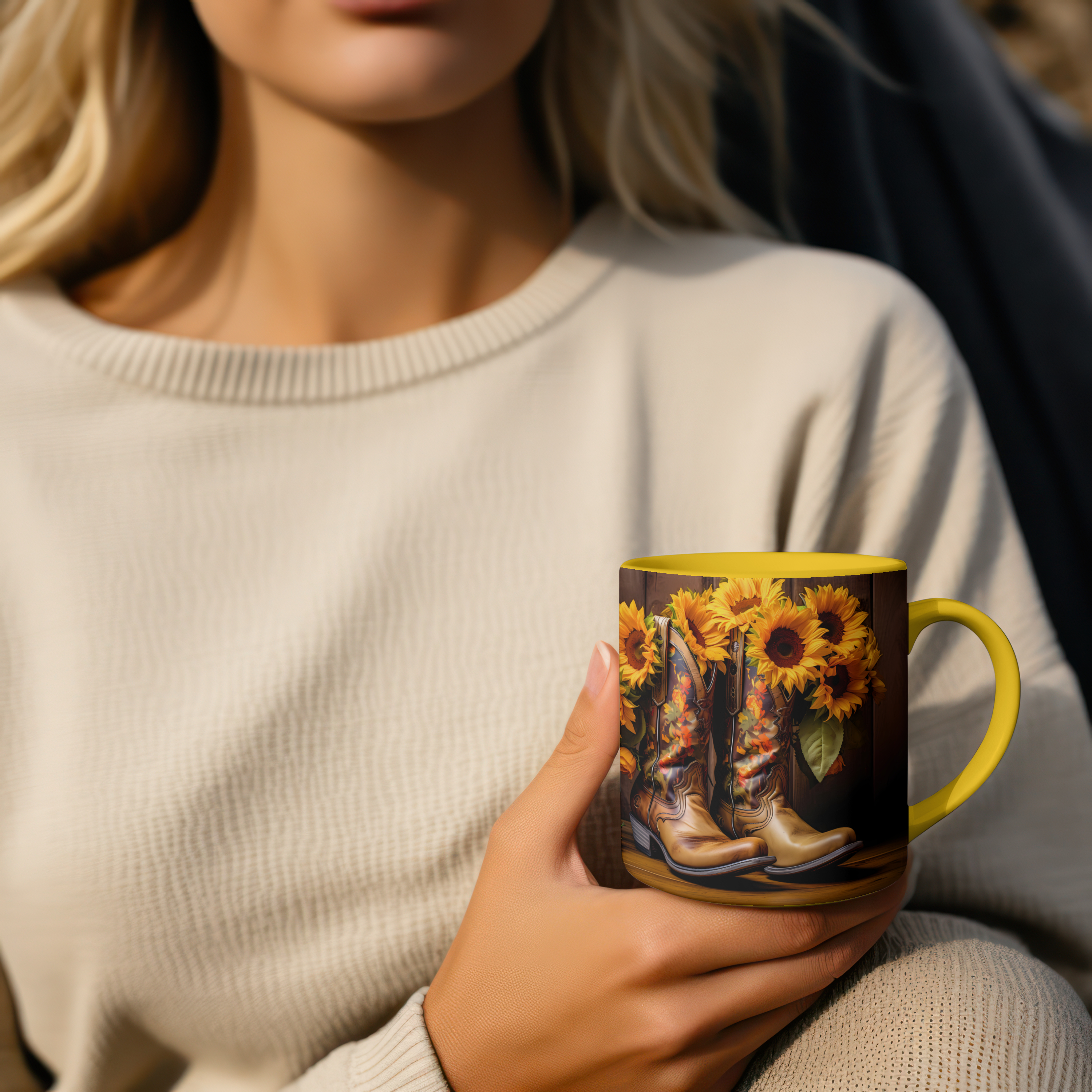 Woman holding a custom printed mug — get a quote from Wotta Mug Gold Coast